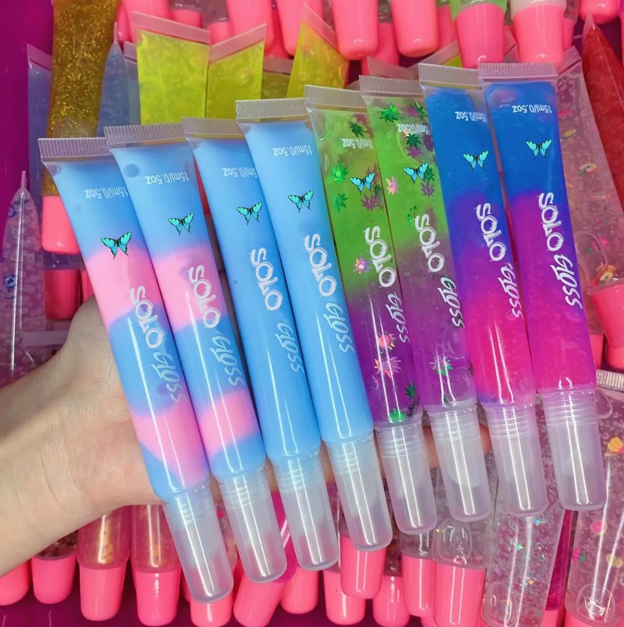 

Vendor Private Label Clear Custom Vegan Glitter Girl Wholesale Cute Pouches Lipgloss Lip Gloss Base