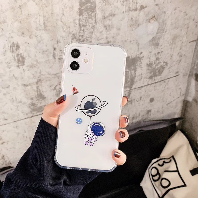 

Best Sell Astronaut Case Phone Soft Transparent Phone Case for iPhone 12 11 XS 7 7Plus