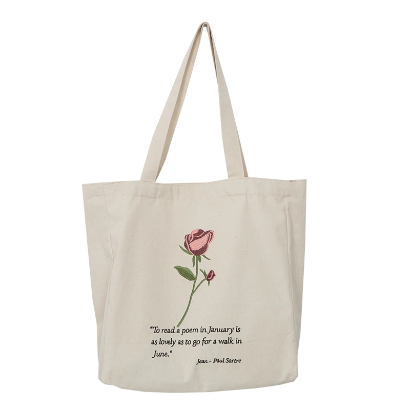 

Shopper Tote Cotton Bags Bulk Embroidery Logo Shopping Organic Customised Custom Beach Large Printed Korean Canvas Bag, Natural, can be customized