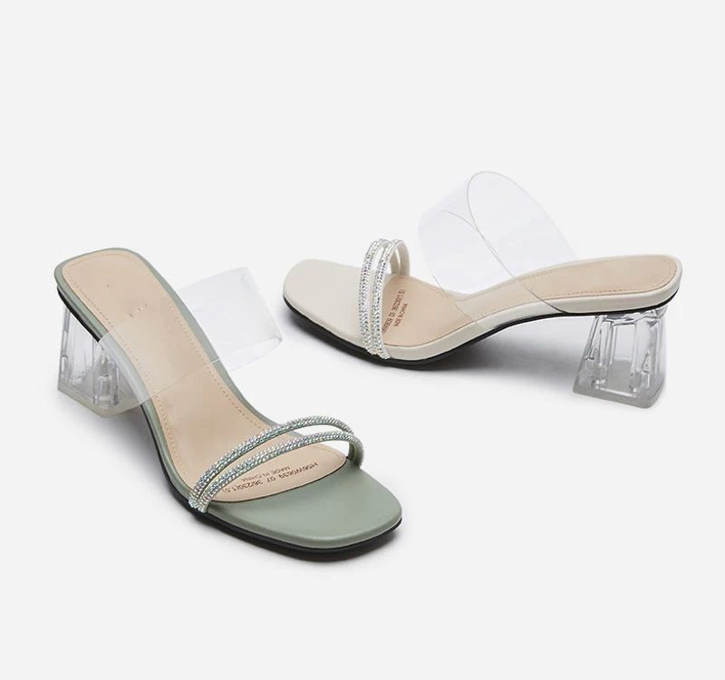 

women transparent heel sandals spare toe fashion pvc upper lady slid on high heel sandals, Customized color