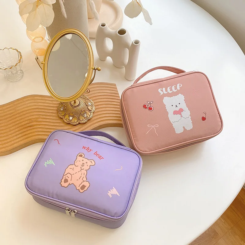 

Factory Wholesale Cute Style Students Storage Portable Pack Large Capacity Wash Private Label Cosmetic Bag