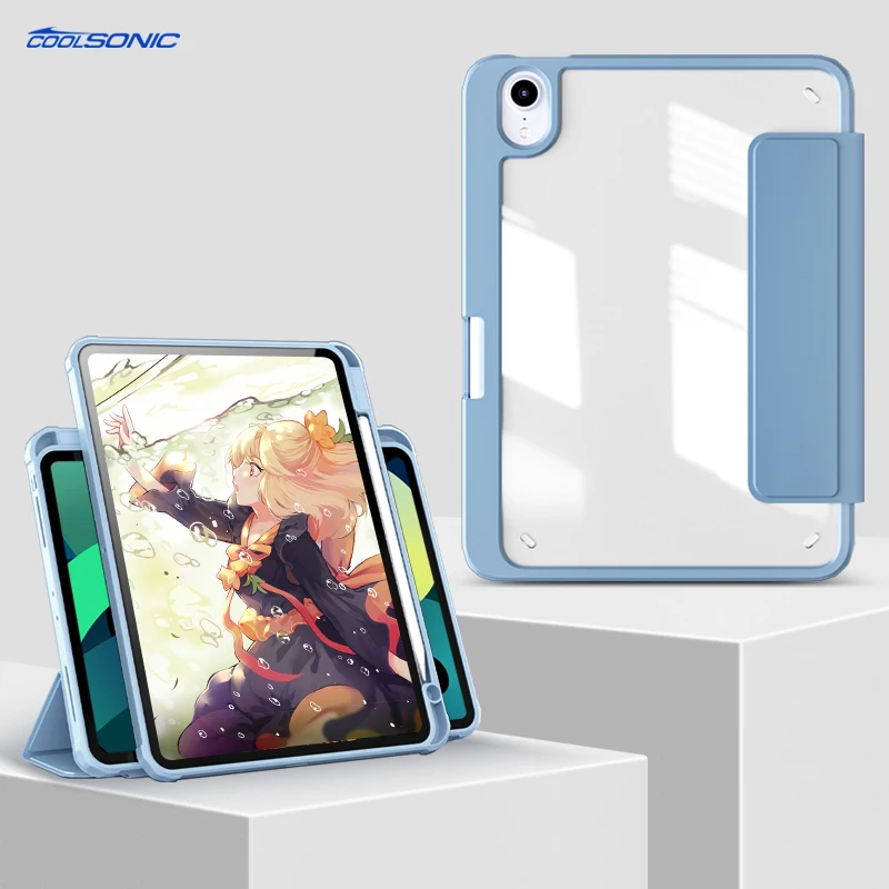 

New Arrival Magnetic Cover Aurora 3 Detachable Pencil Holder Smart Folio Case for iPad Mini 6 2021 8.3inch 6th Gen