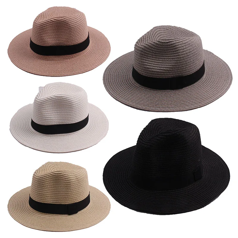 

2022 JZ Outdoor Women Men Unisex Spring Summer Breathable Sun Hats Straw Braid Floppy Fedora Beach Panama Cap