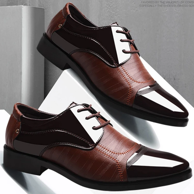 

Fashion Business Men Dress Shoes 2020 New Styles Classic Leather Loafers Suits Fashional Slip On Dress Shoes Men Oxfords, Black brown