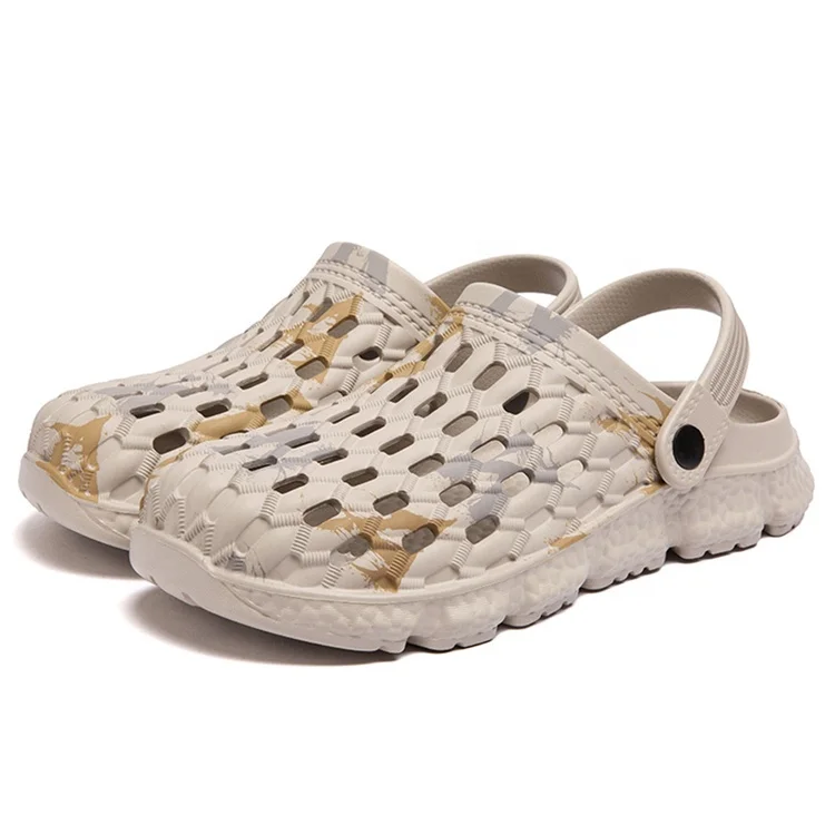 

Wholesale factory price fast delivery EVA breathable thick-soled durable graffiti men outdoor beach croc sandals slippers clogs, Picture