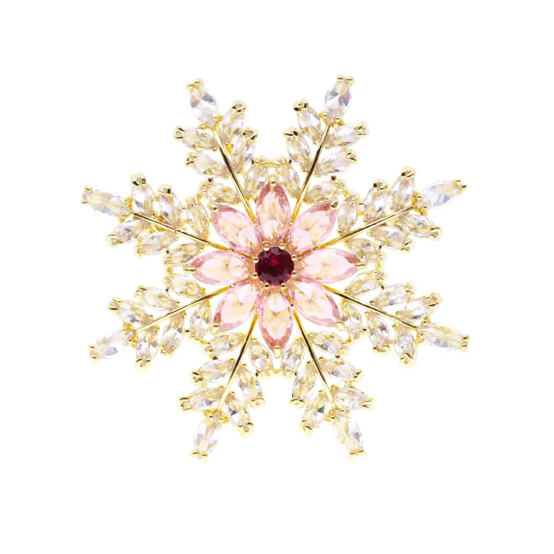 

Japan and South Korea new fashion high grade snowflake Brooch simple zircon Brooch women coat personality pin, Picture