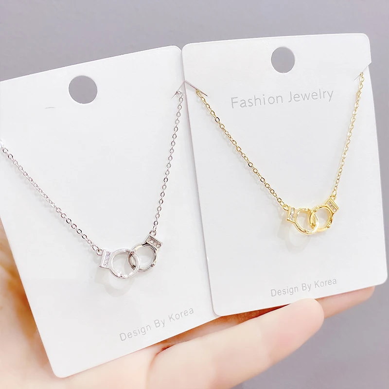 

XL61332 Fashion design gold plated brass zircon women jewelry handcuff pendant necklaces