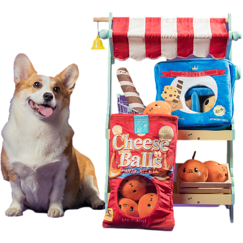 

High Quality Plush Puzzle Cheese Ball Plush Sound Toy Chew Squeaky Pet Dog Cat Toy, Blue