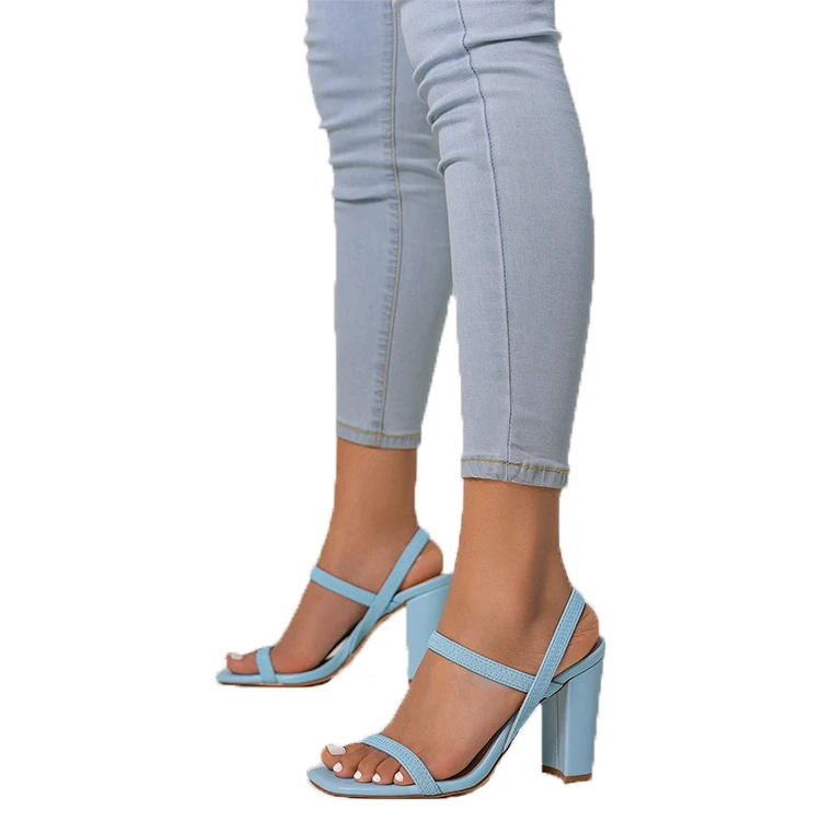 

2022 Four Seasons New Blue Sexy Open Toe Women's High Heels Shallow Mouth High Heels Sandals