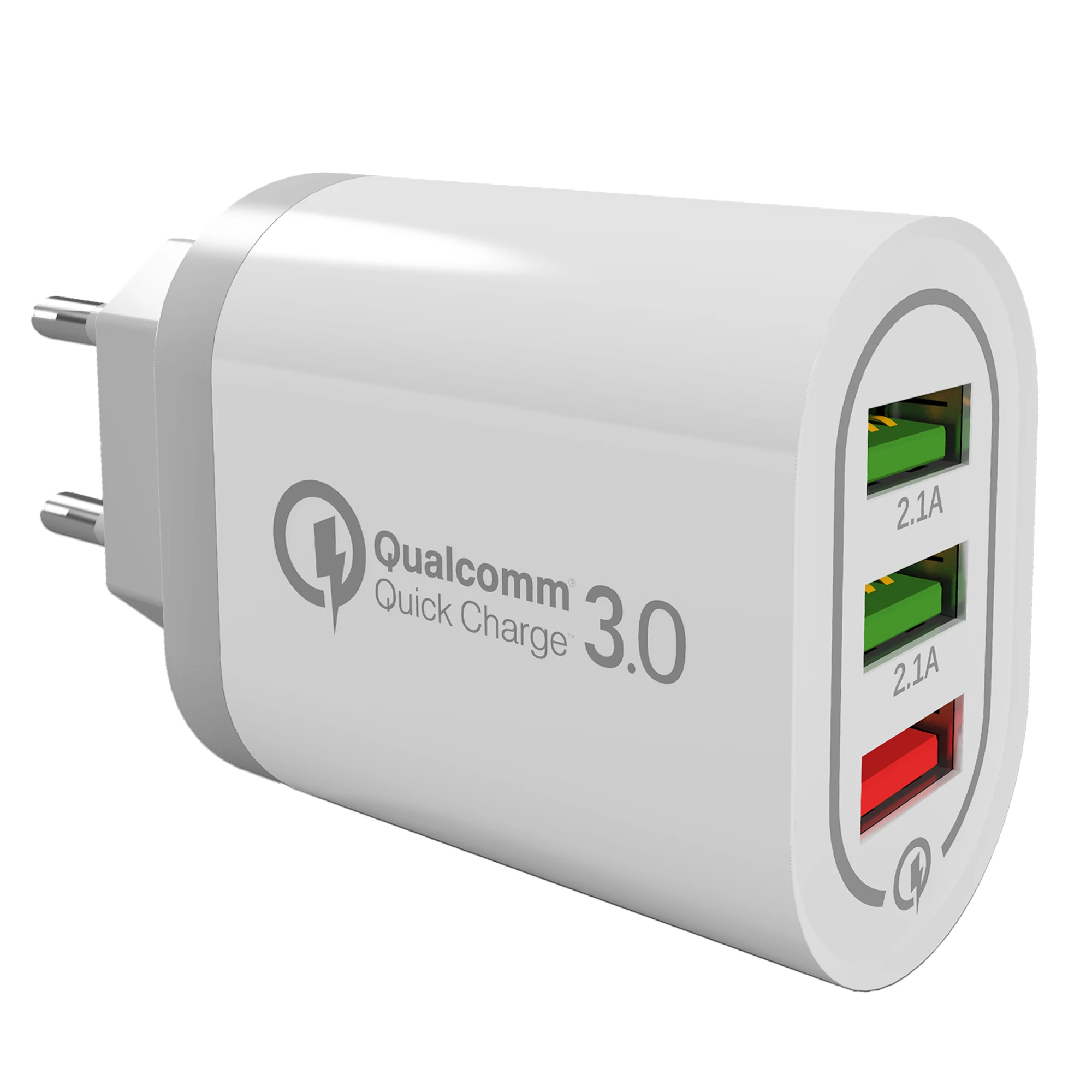 

Free Shipping QC3.0 Wall Charger EU Travel Adapter 3 Port Mobile Usb Plug Wall Plug Charger