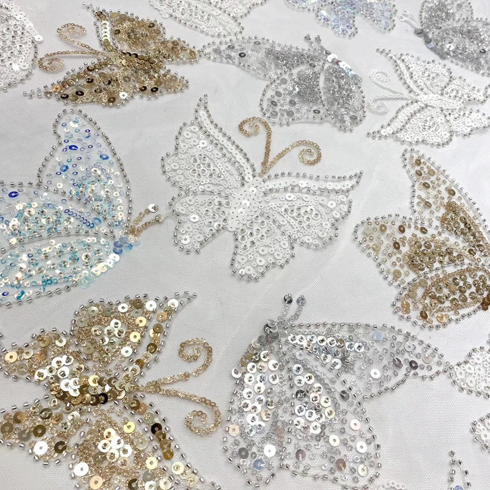 

Beautifical luxury tulle party fabric sequins gold lace beads wedding dress ML44N475, Customized