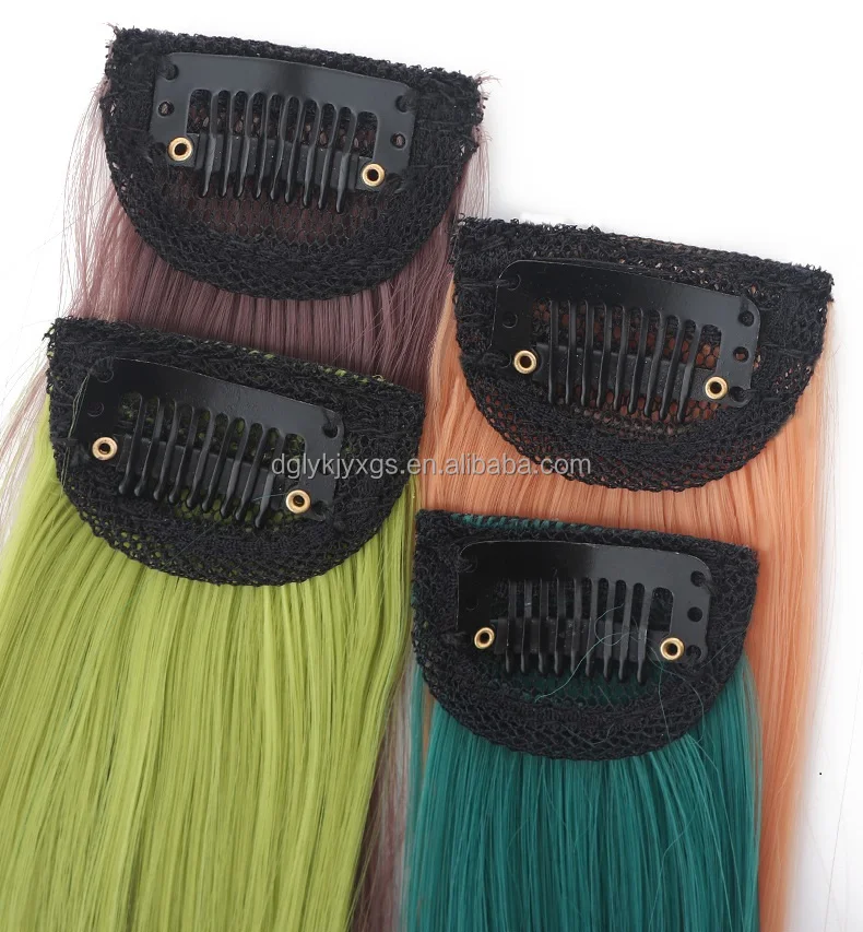 

LW-60QT Invisible Super Thin breathable Straight Hair Piece Woman Synthetic Colorful Ponytail Extension 24inch with BB clip