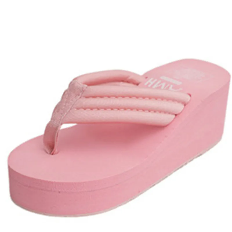 

Dropshipping 2021 New Arrival Women Chunky Sandals High Heels Wedges Flip Flops Lady Pure Color Water Summer Shoes Plus Size