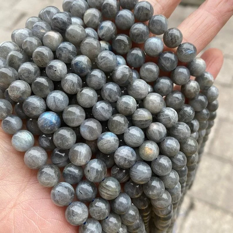

Genuine Natural AAA Grade Smooth Rainbow Labradorite Round Grey Stone Beads For Bracelet Necklace Jewelry Making Stone