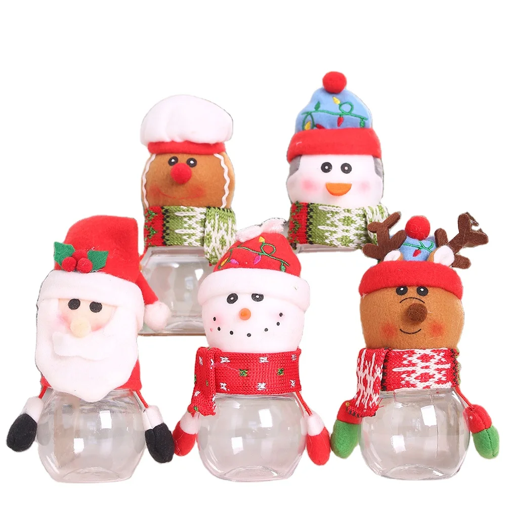 

Free shipping Sweet Cute christmas Plastic candy jar Children's Gift candy Bottle Box for decoration for Kids
