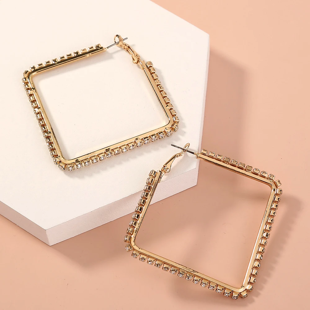 

Classic Geometric Square Rhinestone Women's Jewelry S925 Earrings