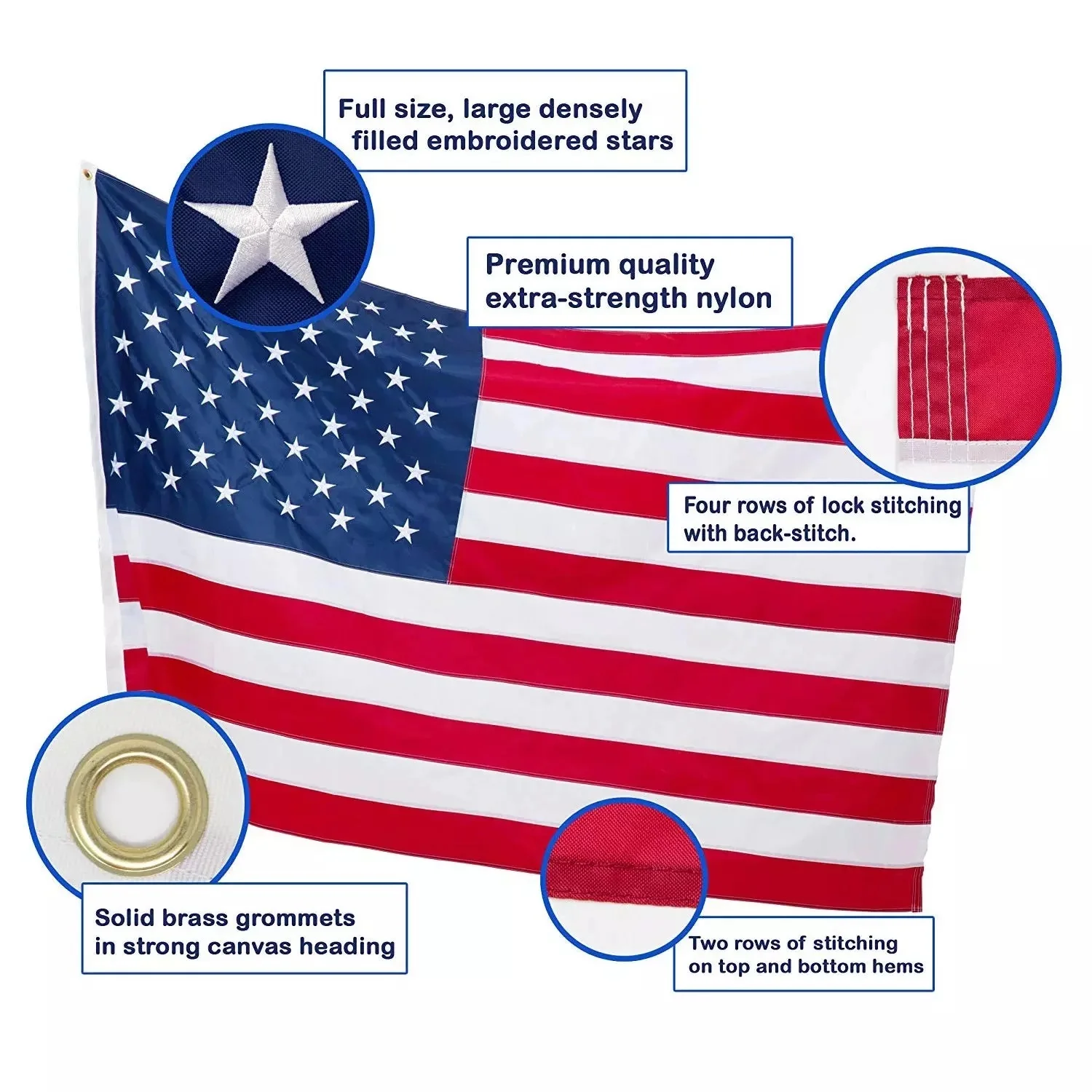 In-stock Fast-Delivery Embroidered Black American Flag 3'X5'