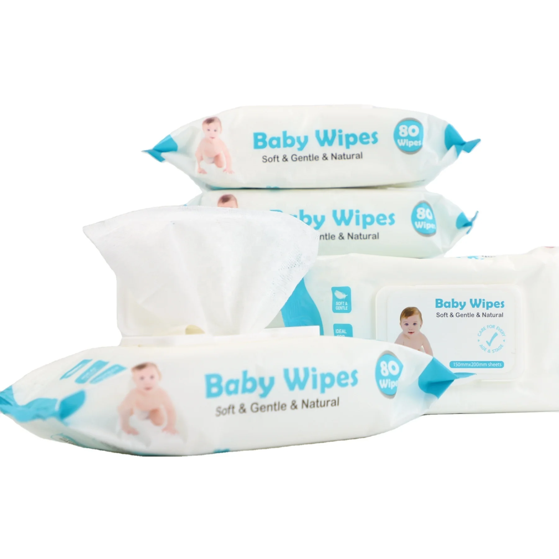 

New Arrival Custom 80 Pieces biodegradable Water Organic Unscented Sensitive Baby Wet Wipes
