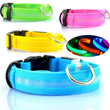 

zss251 Adjustable Cheap Puppy Pet LED Nylon Dog Safety Collar With Light Flashing, Picture shows