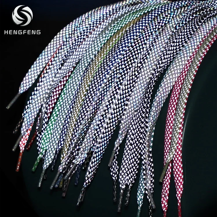

Customized Wholesale 3M Reflective Yarn Flat Polyester Reflective Shoelaces Creative Shoelaces lacets chaussure, Picture color or customized color