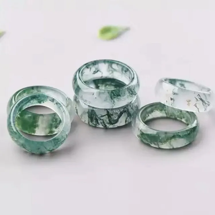 

Wholesale aquatic grass agate jade ring men and women lovers minimalist ring