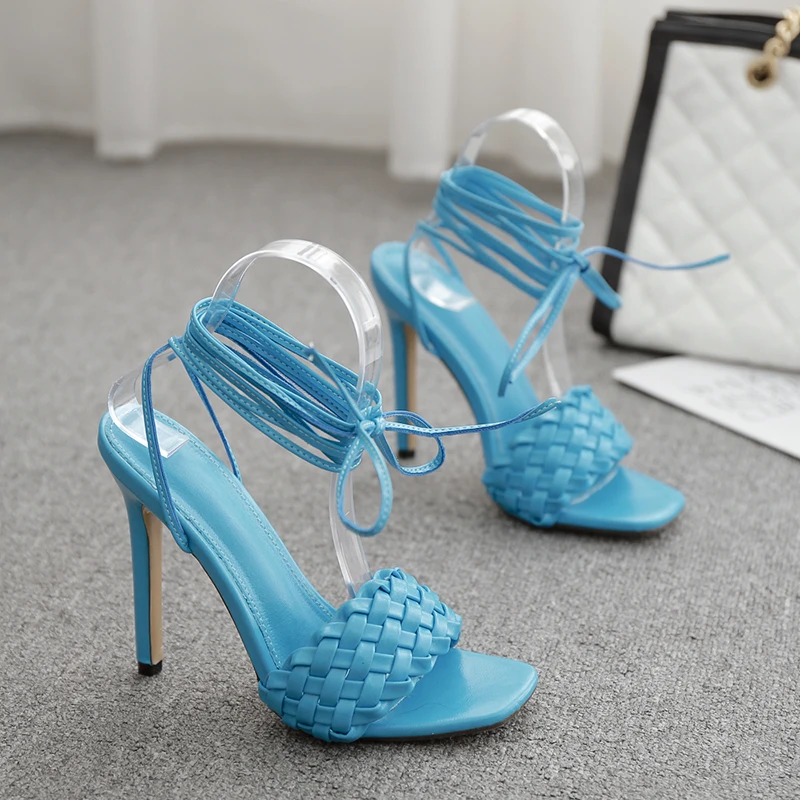 

New 2021 European and American fashion woven High Heel Sandals Size 35-42