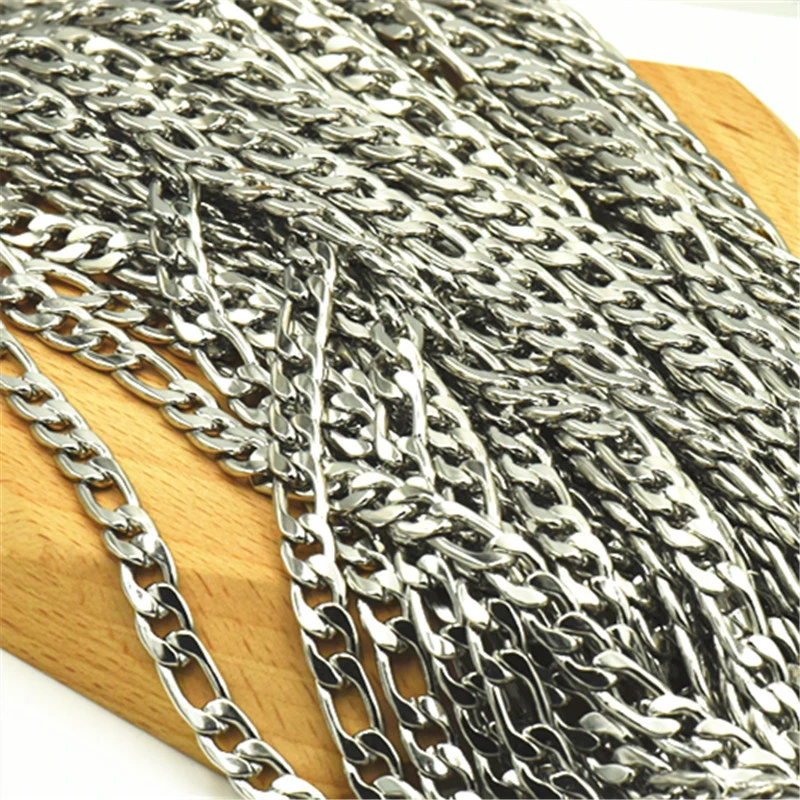 

XuQian Wholesale 3mm/3.8mm/4.5mm/5.4mm/6mm/7mm/8mm Figaro Link Chain, Steel