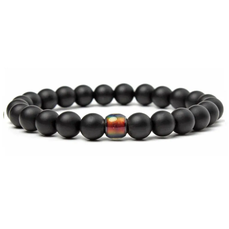 

9 color creative fashion natural stone tiger eye volcanic stone bracelet, thermochromic bead bracelet, lovers jewelry