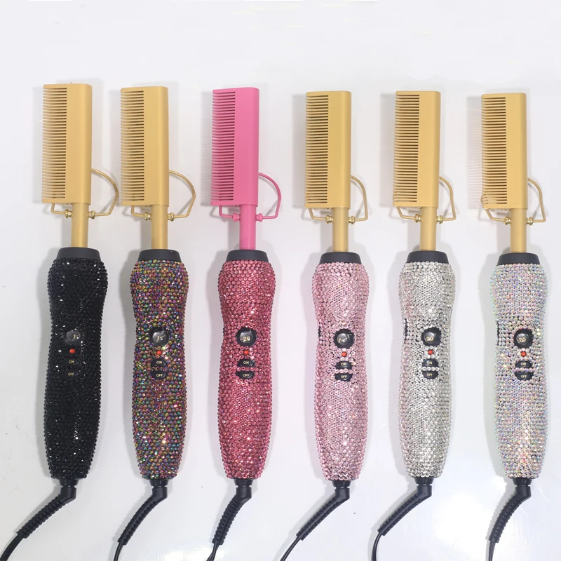 

Magic hot comb professional bling hot salon tools china factory hot pressing comb, Black