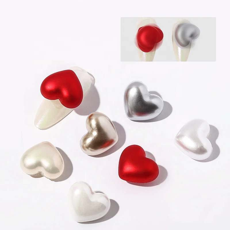 

New Popular Rotating Love Heart Shape Shimmer Acrylic Alloy Heart Pearls Surface Effect Nail Art Decorations accessories