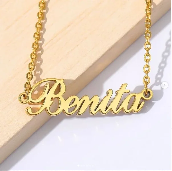 

New Fashion Wholesale Jewelry 14k 18k 24k Custom My Name Pendant Ladies Customised Name Necklace, Gold/silver avaliable