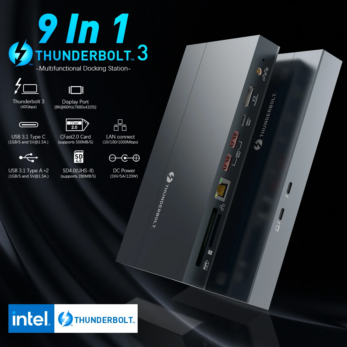 

Thunderbolt 3 Dock 40GbpsThunderbolt 3 Docking Station with Gigabit Ethernet USB 3.1 Gen 23 135W PD Charging for laptop