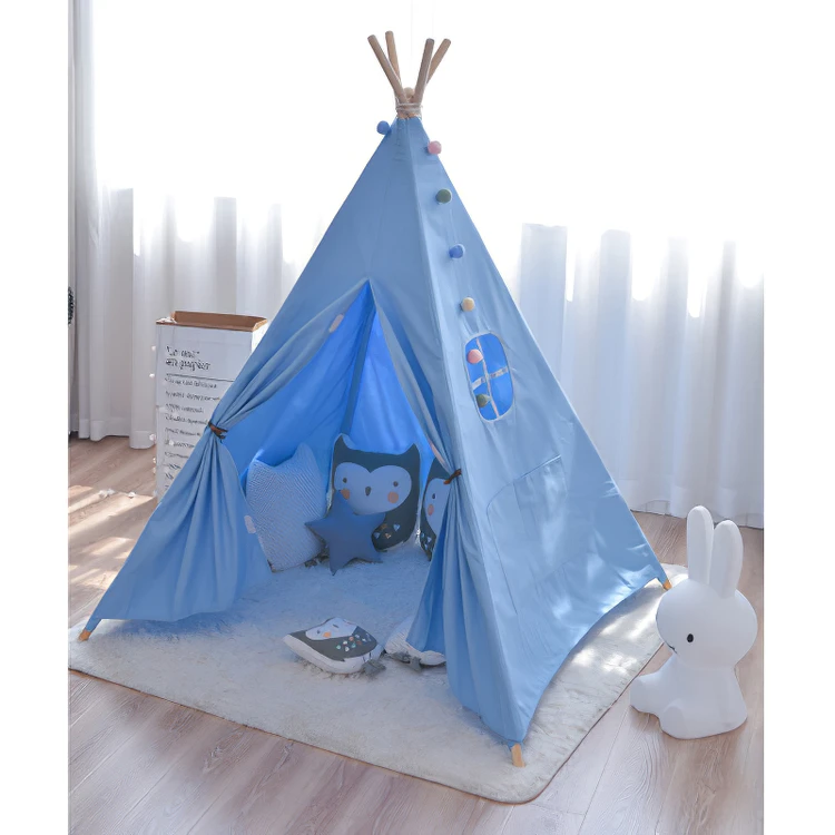 
2020 Indoor Outdoor Canopy Tepee Wooden Tent Kids Tee Pee Teepee Tent For Kids 
