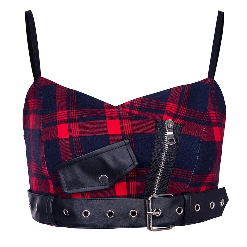 

B23784A Korean women's halter tops Patchwork deep-V sexy woman Vest tank tops