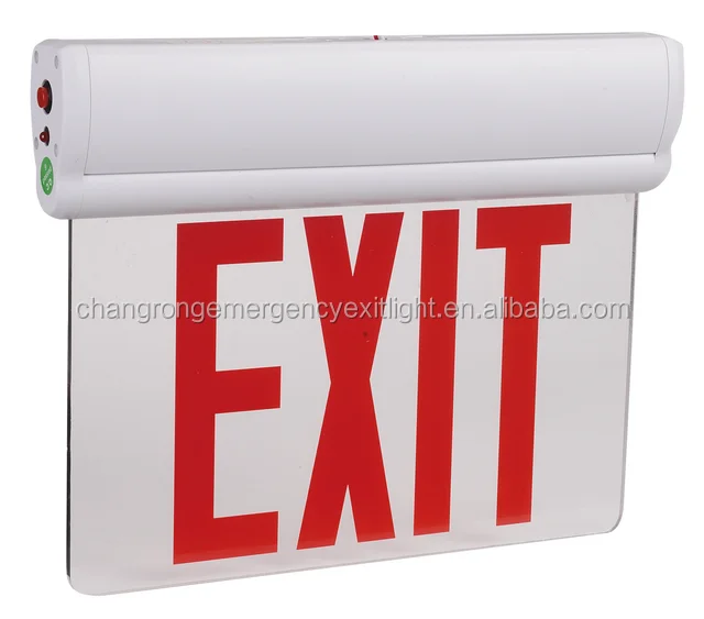 White Color Double Face Thermoplastic 120/277V Rechargeable SMD LED Red EXIT Sign Emergency Light