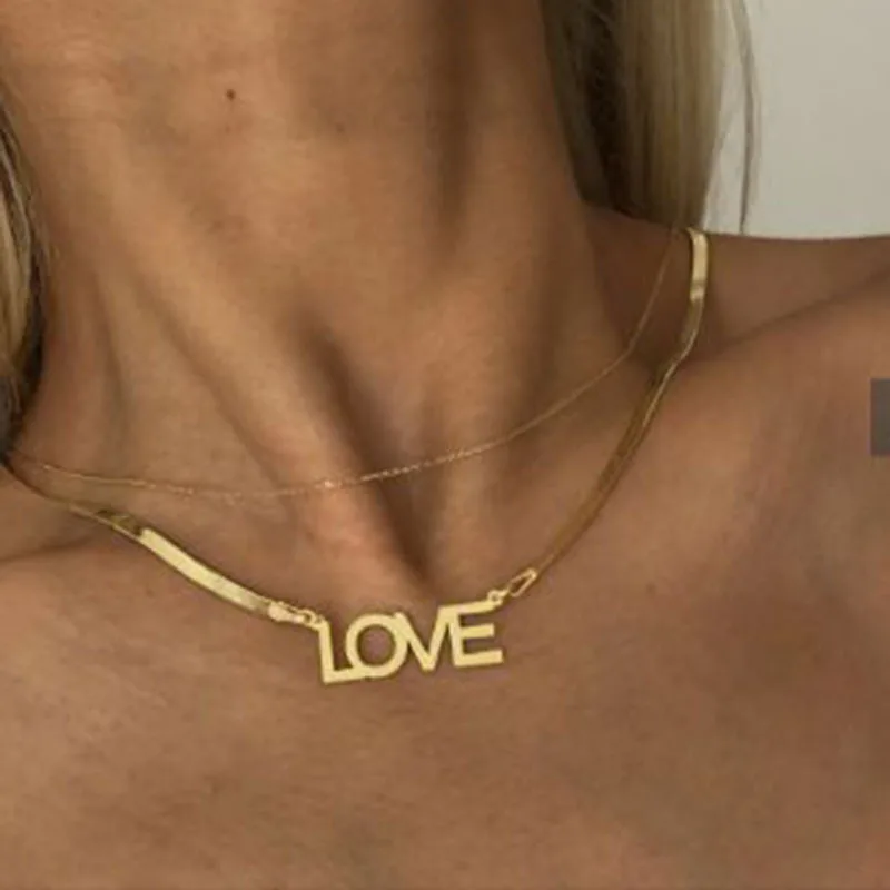 

Gold Jewelry Necklaces 18K Love Necklace, Gold color