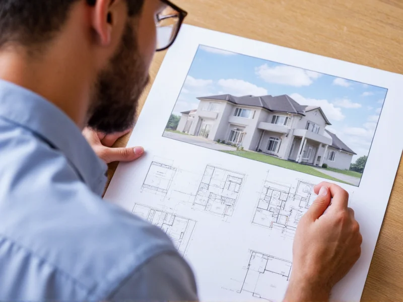 Architect reviewing digital blueprints for custom house kit design