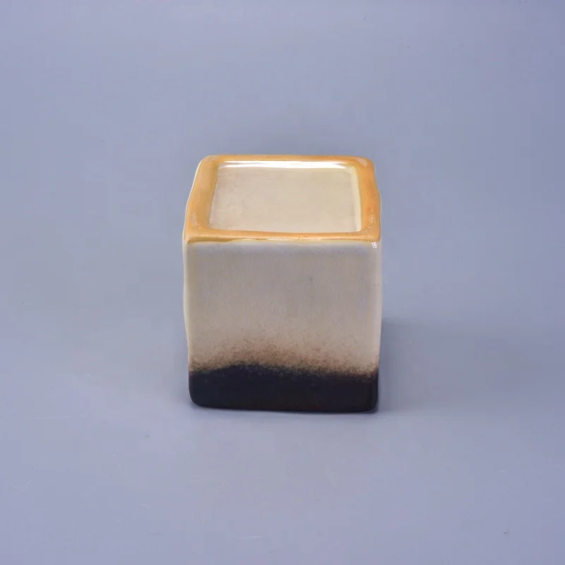Square ceramic candle jars for home decor