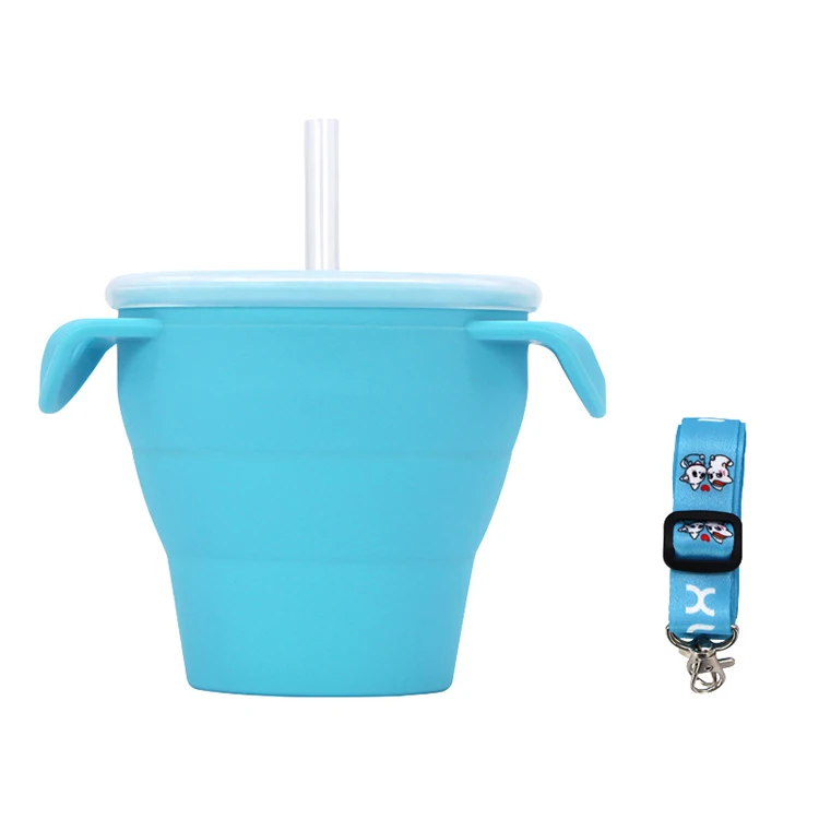 

Portable Collapsible Kids Training Sippy Cup Eco Friendly Healthy Silicone Baby Water Cup, Customized