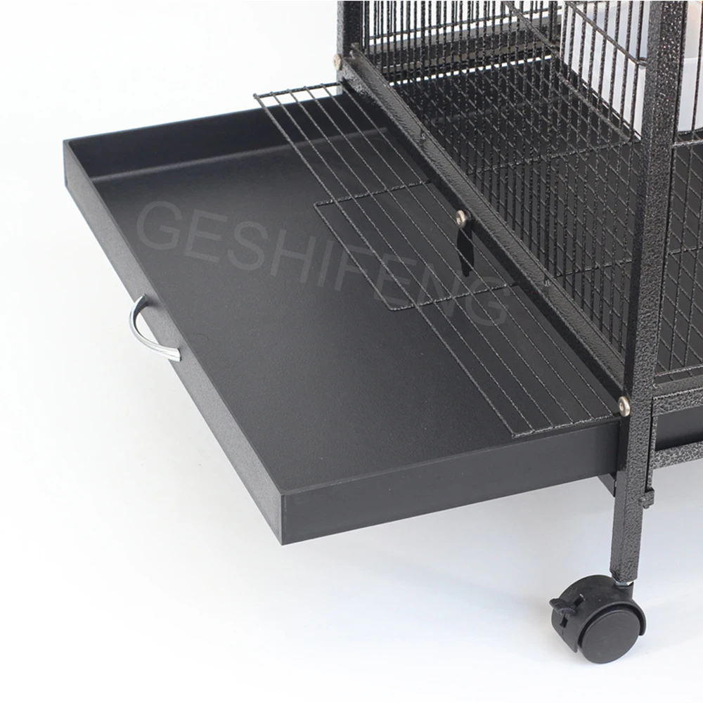 

Anti birds Flying Away Large Steel Aviary Coop Pet Parrot Cage Bird Cage With Roof And Food Bowl Breeding Cage For, Black