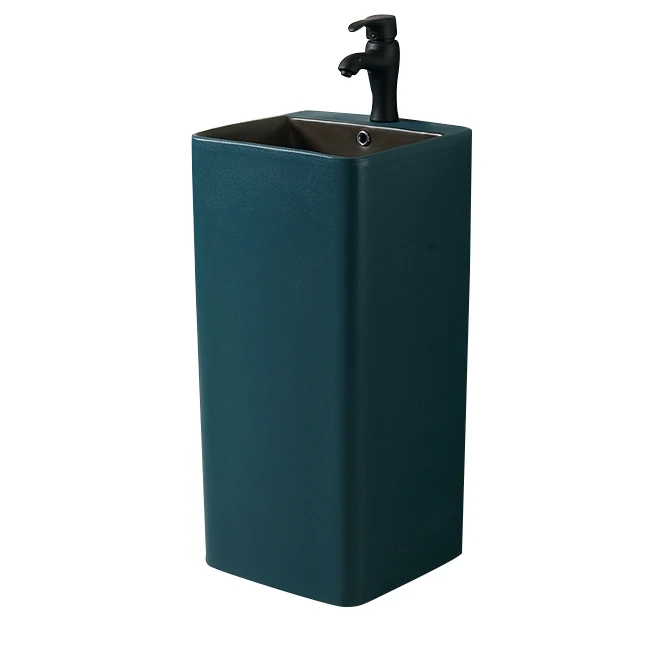 Dark Color Ceramic Sink Washbasin With Black Faucet H15-CAGBR-MRS