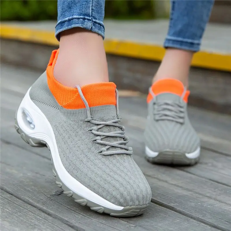

2021 woman new arrivals lady Breathable Flat Woman Ladies Casual Shoes Lightweight Pink wedge sock Sneakers Women Zapatos Mujer