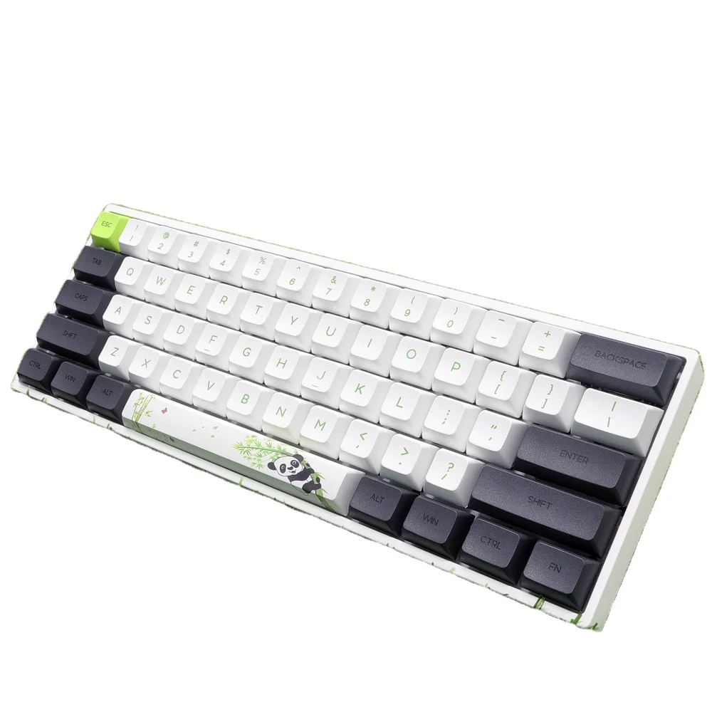 

GK61 Panda Gateron optical hotswap switch slim pbt 60% keycaps RGB SK61 mechanical gaming keyboard, Black/ white