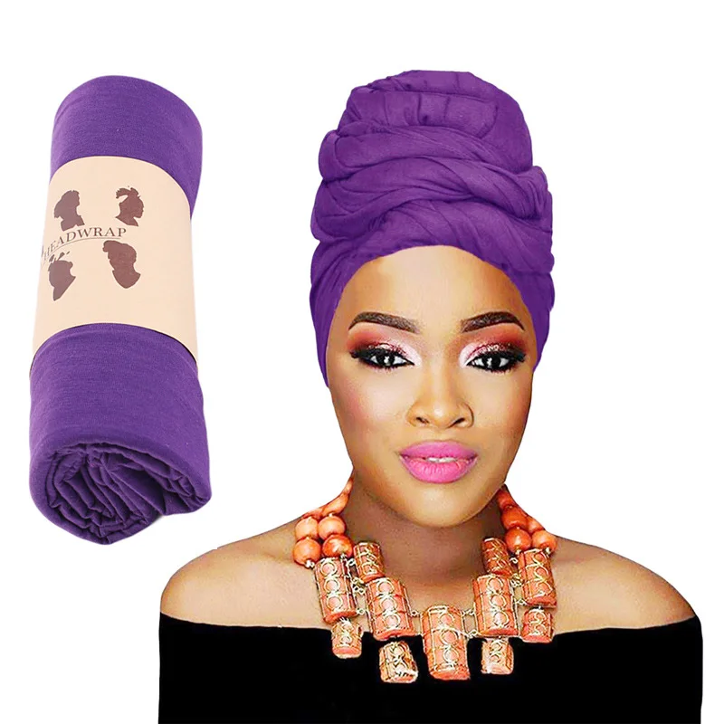 

GTOP Wholesale Fashion Solid Stretchy Jersey Cotton Head wrap Lady One Size Fits HeadWear DIY Headscarf Tube Turban For Women