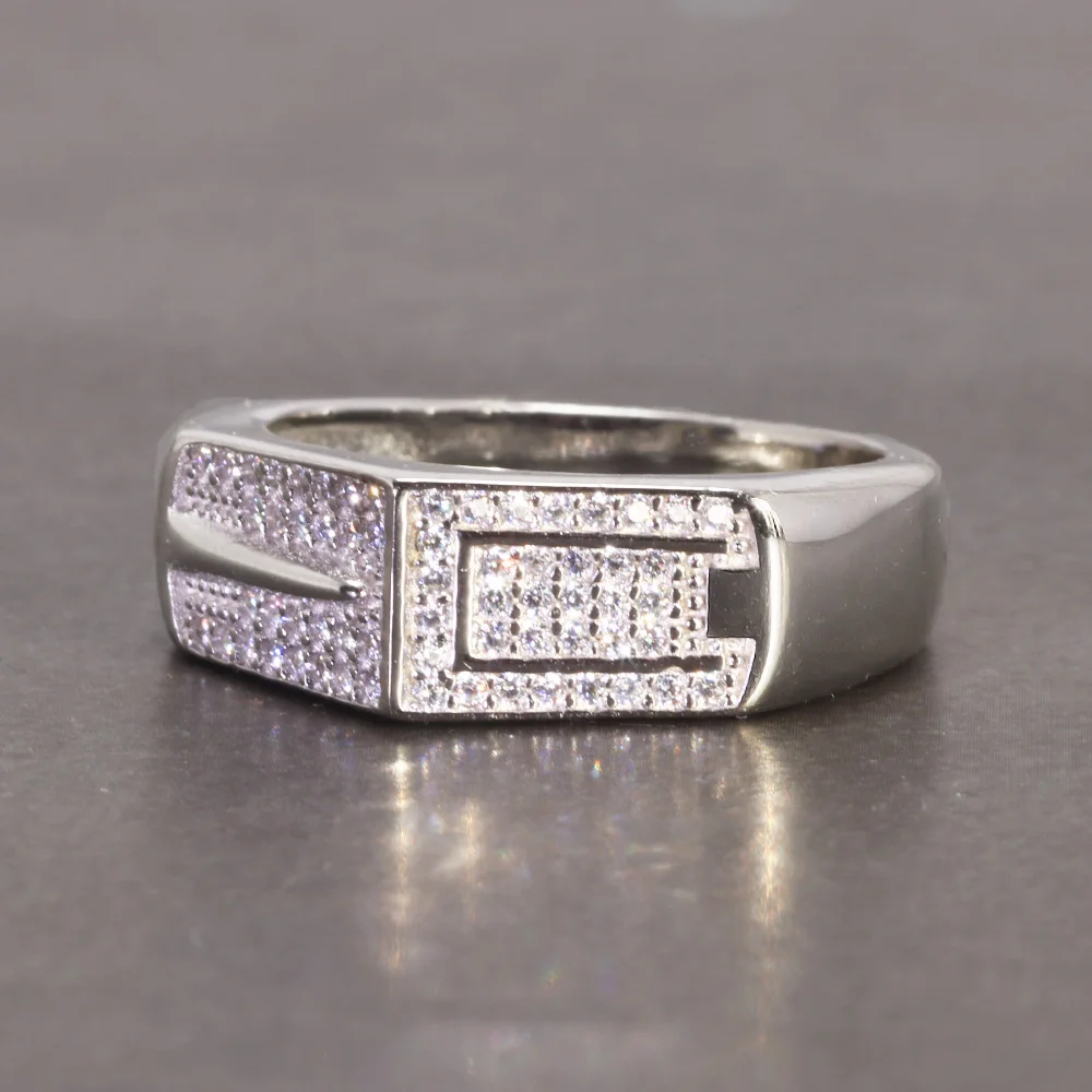 

Sterling Silver Rings Vintage Zircon Stone Hip Hop Pinky Wedding Band Best Gift