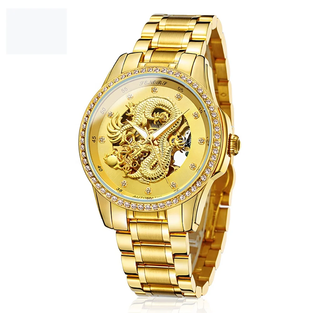 

Luxury Watch Mechanical 3D Gold Dragon High Quality Automatic Mechanical Watches Men Wrist, Gold/silver