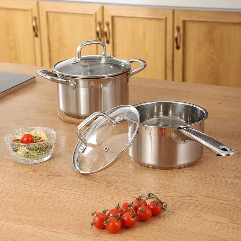 

Thick Capsuled Bottom Kitchen Cookware Cooking Pot Induction Cookware Set with Stainless Steel Handle