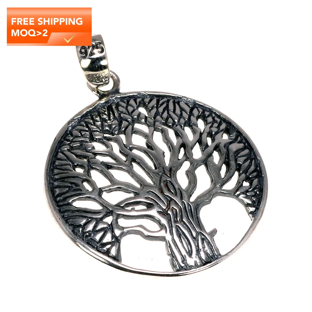 

Tree Of Life Pendant Necklace Norse Vikings Knot Amulet Real 925 Sterling Silver Jewelry For Women Men Vintage Nordic Talisman