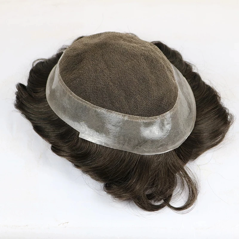 

Lace Base PU Around Men's toupee Replacement System Human Hair 6*9 8*10 Size Australian Base Toupee