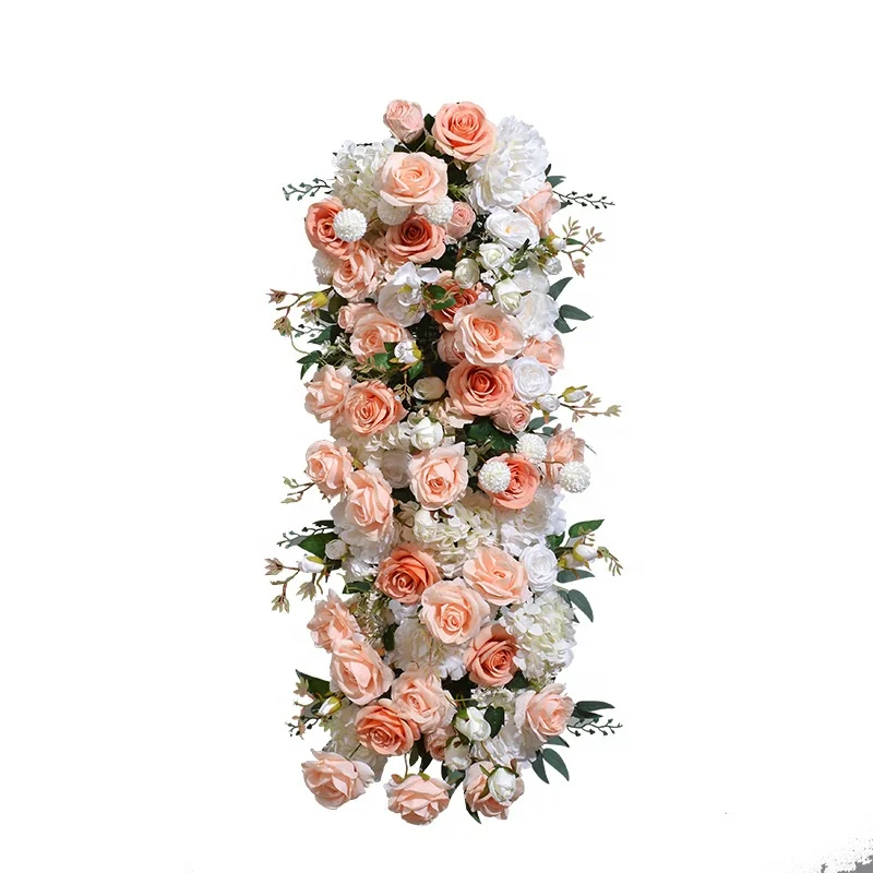 

Pink orange color flower centerpieces silk artificial flower row for wedding arch arrangement